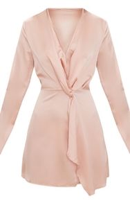 Silver Satin wrap dress